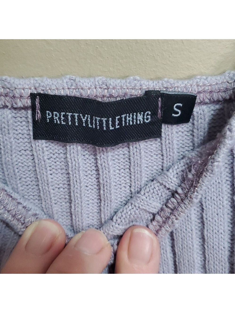 Lilac Ribbed Knit Crop Top Size Small - Picture 2 of 5